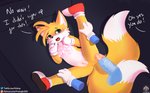 anthro anus balls bed blush canid canine clothing crossgender duo female floating_hands footwear fox furniture genitals gloves handwear hi_res imminent_rape imminent_sex lying male male/female mammal miles_prower on_back on_side penis pussy sega senz shoes sonic_the_hedgehog_(series) spread_legs spreading text url