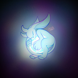 4_fingers ambiguous_gender antennae_(anatomy) anthro big_ears cuddling curled_tail curled_up duo energy_ball eyes_closed fetal_pose fingers fur glowing hooves hug mouthless nude simple_background sleeping tail text tight_hug white_body white_fur conditional_dnp joxh microsoft ori_(series) xbox_game_studios ori_(ori) sein_(ori) guardian_spirit 1:1 2025 absurd_res artist_name cel_shading digital_media_(artwork) hi_res shaded