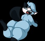 anthro big_butt black_tail blue_body blue_hair breasts butt eyelashes fangs female hair looking_back lying on_front raised_leg raised_tail simple_background solo tail teeth thick_thighs transparent_background lewdewott nintendo pokemon doe_(lewdewott) dewott generation_5_pokemon pokemon_(species) 2022 alpha_channel hi_res