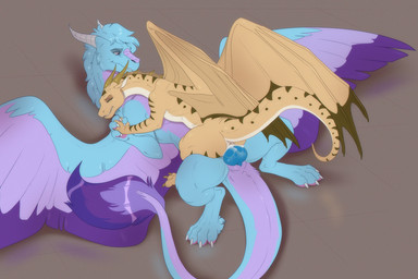 anus blue_body blue_feathers blue_fur blue_penis bodily_fluids brown_body brown_scales butt claws cum cum_in_vagina cum_inside duo eyes_closed feathered_wings feathers female feral fur genital_fluids genitals hand_holding horn looking_down looking_down_at_another lying lying_on_another male male/female narrowed_eyes on_back penetration penile penile_penetration penis penis_in_vagina purple_body purple_eyes purple_feathers purple_fur raised_tail scales sex spread_legs spread_wings spreading striped_body striped_scales stripes tail tail_tuft tan_body tan_scales toe_claws tuft vaginal vaginal_penetration white_body white_scales wings lunalei mythology mirah ryver dragon furred_dragon furred_scalie mythological_creature mythological_scalie scalie