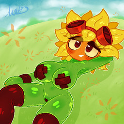 big_breasts biped blush blush_lines breasts clothed clothing detailed_background eyelashes eyewear eyewear_on_head female fingernails flower freckles front_view goggles goggles_on_head grass green_body hand_behind_head legwear lying maebari mostly_nude nails nipple_tape not_furry on_back outside pasties plant pseudo_hair smile solo tape thick_thighs under_boob wristband matz_(pixiv) electronic_arts plants_vs._zombies plants_vs._zombies_heroes popcap_games solar_flare_(pvz) elemental_creature elemental_humanoid flora_fauna flower_creature humanoid plant_humanoid sunflower_(pvz) 1:1 2025 digital_drawing_(artwork) digital_media_(artwork) hi_res signature