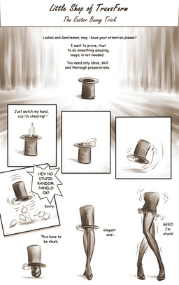 5_fingers clothed clothing dialogue egg falling_object female fingers floating footwear front_view hat headgear headwear high_heels knock-kneed leggings legwear magic_trick motion_lines shoes solo stage standing text top_hat 12-tf shopkeeper_(12-tf) humanoid 2012 comic english_text hi_res monochrome sepia sequence