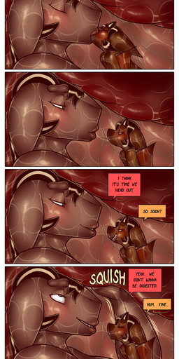 anthro dialogue group gynomorph internal intersex intersex/intersex intersex/male kissing male same_size_vore size_difference size_play text trio vore james_howard patreon subscribestar aamon_(james_howard) tina's_mom_(james_howard) tina_(james_howard) bat demon mammal absurd_res comic english_text hi_res