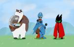 aged_up anthro belly black_body black_fur blue_body eye_patch eyewear female fur group humanoid_hands male overweight overweight_male pegleg white_body white_fur king_of_sorrow_(artist) cartoon_network mao_mao:_heroes_of_pure_heart adorabat badgerclops sheriff_mao_mao_mao badger bat domestic_cat felid feline felis mammal mustelid musteline 2019 absurd_res hi_res