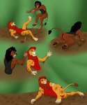 5:6 anthro clothing comic digital_media_(artwork) disney duo felid fight hi_res lion male male/male mammal mud one-piece_swimsuit pantherine rahir_(artist) scar scar_(the_lion_king) simba_(the_lion_king) swimwear the_lion_king wrestling