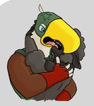 anthro duo french_kissing kissing male male/male open_mouth tongue tongue_out badbadlamb the_boys_(series) black_noir_(the_boys) soldier_boy_(the_boys) accipitrid accipitriform avian bald_eagle bird bovid caprine eagle mammal sea_eagle sheep absurd_res hi_res