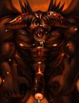 abs anthro biceps big_muscles biped bodily_fluids erection foreskin genital_fluids genitals horn humanoid_genitalia humanoid_penis looking_at_viewer male muscular muscular_anthro muscular_male nude partially_retracted_foreskin penis precum solo standing wings adios dark_souls fromsoftware old_iron_king demon 2014 digital_media_(artwork)