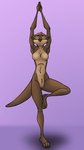 anthro body_hair breasts brown_body brown_fur casual_nudity countershading eyes_closed feet female fur genitals happy_trail naked_yoga nipples nude on_one_leg paws pubes pussy simple_background skinny small_breasts solo standing yoga dizzyvixen juniper_(dizzyvixen) mammal mustelid otter 9:16 hi_res