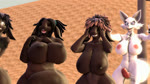 anthro big_breasts big_butt black_body black_skin breasts butt curvy_figure erection female fur genitals gynomorph gynomorph/female hair insane intersex intersex/female penis running sand scared thick_thighs voluptuous white_body white_fur wool_(fur) breaklizard warfare_machine andra_(atoastedorange) cammy_(domibun) carmila_(loaf3d) hazel_(daloaf) warfare_goat bovid canid canine canis caprine mammal sheep wolf 16:9 3d_(artwork) 3d_animation animated digital_media_(artwork) no_sound short_playtime webm widescreen