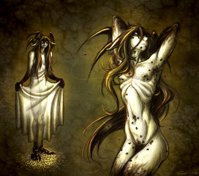 abstract_background ambiguous_gender antennae_(anatomy) black_feet black_hands brown_hair clothed clothing clothing_lift dress dress_lift eye_bags feet feral flying grin group hair hands_behind_head insectophilia looking_at_viewer navel nipples nude obscured_genitals pale_skin pubes ribs slim smile solo_focus standing_on_another swarm translucent translucent_clothing vein white_body white_skin taraelblackwing wormwood_(taraelblackwing) arthropod fairy fly_(animal) humanoid insect larva maggot hi_res nonbinary_(lore)
