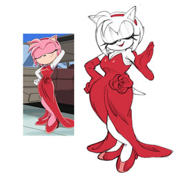 anthro armwear breasts clothed clothed_anthro clothed_female clothing dress elbow_gloves eyelashes eyes_closed female female_anthro footwear front_view glistening_eyelids gloves hair handwear high_heels lips lipstick makeup mouth_closed pink_hair red_clothing red_dress red_footwear red_gloves red_handwear red_high_heels red_lips red_lipstick shoes smile solo animation_sensation sega sonic_the_hedgehog_(series) sonic_x amy_rose eulipotyphlan hedgehog mammal 2025 digital_drawing_(artwork) digital_media_(artwork) full-length_portrait hi_res portrait reference_image