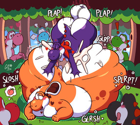 all_fours anal anal_penetration anthro anus ass_up balls barely_visible_anus barely_visible_genitalia barely_visible_penis bedroom_eyes being_watched belly belly_markings big_balls big_belly big_butt black_body black_heart blue_body blush bodily_fluids bouncing_balls brown_heart butt butt_grab butt_jiggle butt_markings butt_ripples butt_squish crowd cum cum_in_ass cum_inflation cum_inside cum_on_butt cum_splatter drooling excessive_cum excessive_genital_fluids exclamation_point eyes_closed eyewear facial_markings femboy food forest_background from_behind_position fruit genital_fluids genitals glasses glistening glistening_butt green_body group half-closed_eyes hand_on_butt head_markings head_spikes heart_eyes heart_symbol holding_butt huge_balls huge_belly huge_butt huge_thighs hyper hyper_balls hyper_belly hyper_butt hyper_genitalia imagination inflation jiggling larger_male larger_penetrated larger_sub licking licking_lips looking_at_another lying male male/male markings moobs motion_lines multicolored_body narrowed_eyes on_front onomatopoeia open_mouth orange_body orgasm_face overweight overweight_male peach_(fruit) penetration penis pink_body pink_heart plant puffy_anus purple_body red_body red_heart round_glasses saddle saliva seductive sex shaking shocked shoulder_spots shrub size_difference sky smile sound_effects spiked_tail spikes spikes_(anatomy) spots spotted_legs spotted_markings spotted_tail squish steam_clouds submissive tail tail_markings teeth text thick_thighs thigh_jiggle thought_bubble thrust_lines thrusting tongue tongue_out toothy_grin tree tremble_spikes uneven_eyelids white_body cometace mario_bros nintendo comet_(cometace) ponduan_(ponduanpondering) black_yoshi cyan_yoshi green_yoshi orange_yoshi pink_yoshi purple_yoshi red_yoshi yoshi signature
