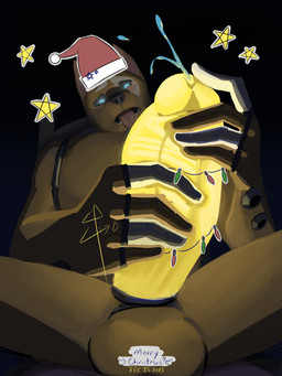 anthro big_penis bodily_fluids chair cum ears_up furniture genital_fluids genitals glowing glowing_eyes glowing_genitalia glowing_penis holidays huge_penis low-angle_view machine male nude nude_male on_chair penis sitting sitting_on_chair solo tongue tongue_out lino_ttarius christmas android canid canine mammal robot robot_anthro 2025 3:4 dated hi_res signature