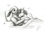 after_sex aftercare anthro anthro_on_anthro bavillabunn3 bed bedroom_eyes buckteeth canid canine canis cuddling duo embrace eyes_closed female furniture graphite_(artwork) greyscale hair hand_in_hair head_on_chest heart_symbol hug interspecies intimate lagomorph leporid looking_at_another looking_at_partner lupiarts lying lying_on_bed male male/female mammal monochrome narrowed_eyes nude on_bed pencil_(artwork) predator/prey rabbit romantic romantic_couple seductive simple_background sleeping smile teeth touching_hair traditional_media_(artwork) under_covers wolf