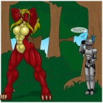 abs anthro biped border breasts detailed_background dialogue duo featureless_breasts featureless_crotch female forest horn human_on_anthro interspecies knight lay_the_dragon looking_back muscular muscular_female nude outside plant seductive smile text thought_bubble tree warrior white_border wood raeffe mythology dragon human mammal mythological_creature mythological_scalie scalie 1:1 2012 english_text hi_res meme