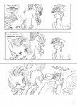 2013 absurd_res blush butt comic cutie_mark duo english_text equid equine fauxsquared feathered_wings feathers female female/female feral friendship_is_magic fur hair hasbro hi_res horn mammal monochrome my_little_pony mythological_creature mythological_equine mythology one_eye_closed presenting rarity_(mlp) text transformation twilight_sparkle_(mlp) unicorn wing_boner winged_unicorn wings wink