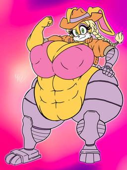 anthro big_breasts braided_hair breasts cybernetics female green_eyes hair machine nipple_outline overweight solo thick_thighs yellow_body unrealexpectation archie_comics sega sonic_the_hedgehog_(archie) sonic_the_hedgehog_(comics) sonic_the_hedgehog_(series) bunnie_rabbot lagomorph leporid mammal rabbit 3:4