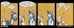 alpha_channel anthro asking_how assertive bailey_(housepets!) be_gentle canid canine canis collar comic cuddle_request dialogue domestic_dog duo english_text eye_contact female flat_chested herding_dog housepets! husky king_(housepets!) looking_at_another male male/female mammal nervous nordic_sled_dog pastoral_dog question rick_griffin scarf species_in_dialogue speech_bubble spitz standing tail talking_to_another talking_to_partner text url welsh_corgi