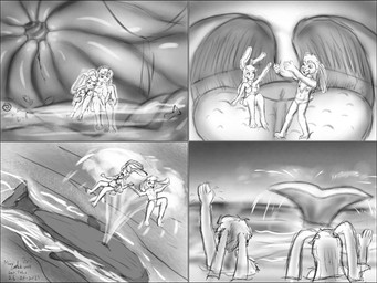 anatomically_inaccurate anthro arm_around_partner baleen bikini blowhole clothed clothing cuddling duo ejected ejection esophageal_sphincter female feral gesture geyser inside_mouth inside_stomach male rabbit_ears romantic romantic_couple sea speedo speedo_only swimwear tongue topless two-piece_swimsuit uvula uvula_grab uvula_play water waving waving_goodbye whale_tail minicookiewolf disney finding_nemo pixar baleen_whale blue_whale cetacean lagomorph leporid mammal marine rabbit whale 4:3 absurd_res comic hi_res monochrome sketch