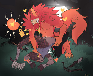 animal_genitalia animal_penis anthro axe balls big_hands big_penis blush blush_lines bodily_fluids bottomwear bounty_hunter butt canine_genitalia canine_penis claws clothing creepy_smile crossbow crouching cum cum_in_vagina cum_inside cum_pooling cum_while_penetrated curled_tail drooling drooling_on_partner emoticon empty_eyes female female_penetrated fluffy fluffy_ears fluffy_tail forced forest fur genital_fluids genitals grass hair heart_symbol huge_penis hunched_over impregnation inner_ear_fluff interspecies interspecies_impregnation knot knotting leg_grab lock lying male male/female male_penetrating melee_weapon moon muscular neck_grab neck_tuft night no_pupils nude on_front open_mouth orange_body orange_fur orgasm outside ovum ovum_with_heart paper pecs penetration penis pinned pinned_to_ground plant questionable_consent ranged_weapon red_body red_fur saliva scales sex simple_background size_difference slouching smile sperm_cell swirl tail text tongue torn_bottomwear torn_clothing tree tuft weapon white_eyes wraps coffaebeans mythology sauce_(doughtea) canid canine canis domestic_dog mammal mythological_canine mythological_creature pangolin unknown_species werecanid werecanine werecreature werewolf wolf digital_media_(artwork) signature