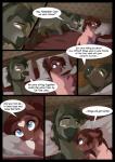 amber_eyes beard bed blue_eyes comic cuddling cutie_mark detailed_background dvixie english_text equid equine facial_hair female feral fur furniture hair hasbro hooves horse male mammal my_little_pony pillow pony text