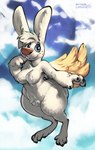 anthro big_butt blue_eyes breasts buckteeth butt featureless_breasts featureless_crotch female freckles fur medium_breasts nude solo teeth thick_thighs white_body white_fur wings dorkinhorkin angel_hare the_east_patch angel_gabby angel hare lagomorph leporid mammal absurd_res hi_res