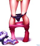 clothed clothing female footwear front_view legwear panties panties_down partially_clothed pink_tights purple_clothing purple_panties purple_underwear shoes simple_background solo tan_body tan_skin thick_thighs tights tights_down underwear underwear_down white_background white_clothing white_footwear white_shoes wide_hips witnesswetness_(artist) nintendo splatoon pearl_(splatoon) animal_humanoid cephalopod cephalopod_humanoid humanoid inkling marine marine_humanoid mollusk mollusk_humanoid squid_humanoid hi_res