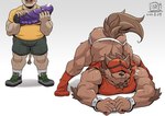 anthro ass_up bottomwear clothing dildo duo hat headgear headwear jack-o'_pose jockstrap male pose sex_toy shorts spread_legs spreading underwear h155296 gym_pals boss_(gym_pals) manager_(gym_pals) bovid bovine canid canine canis cattle mammal wolf