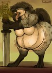 anthro anthro_pred breasts burping death digestion digestion_noises female female_pred melee_weapon solo sword vore weapon pardusliberty germania_graff hyena mammal spotted_hyena digital_media_(artwork) hi_res