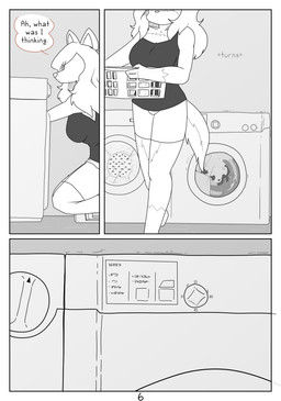 anthro appliance blank_expression clothed clothing dial dialogue female laundry laundry_basket laundry_machine solo text walking washing_machine canisfidelis seashell_(canisfidelis) canid canine canis domestic_dog mammal absurd_res comic digital_drawing_(artwork) digital_media_(artwork) english_text hi_res monochrome