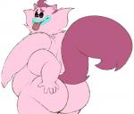 4_arms 5_fingers big_butt blue_lips butt eyewear fingers fur glasses hair lips long_tail multi_arm multi_limb overweight pink_body pink_fur purple_body purple_fur purple_hair solo tail tongue tongue_out conditional_dnp erobos ankama dofus dofus:_kerub's_bazaar wakfu ecaflip_god deity domestic_cat ecaflip felid feline felis mammal sketch