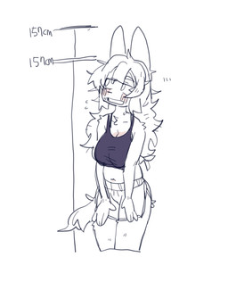 anthro bodily_fluids bottomwear breasts chart clothed clothed_anthro clothed_female clothing crop_top ear_focus eyebrows female female_anthro fingers front_view fur hair height_chart long_hair midriff navel shirt shorts simple_background solo sweat tail topwear white_background puppy_in_space mini_(puppy_in_space) canid canine canis domestic_dog mammal 2025 digital_drawing_(artwork) digital_media_(artwork) portrait sketch three-quarter_portrait