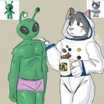 clothing container cup duo fur green_body green_fur grey_body grey_fur male mug muscular pink_clothing pink_underwear plushie pubes spacesuit underwear palister35 ikea aftonsparv_alien aftonsparv_cat alien domestic_cat felid feline felis mammal 1:1 digital_drawing_(artwork) digital_media_(artwork) hi_res