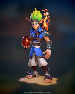 3_toes 5_fingers 5_toes armor arms_bent belt belt_buckle blonde_hair blue_clothing blue_eyes blue_topwear blue_vest blurred_background bottomwear brown_belt brown_clothing brown_gloves brown_handwear buckle clothed clothed_humanoid clothed_male clothing duo eyebrows eyewear eyewear_on_head feet fingerless_gloves fingernails fingers fully_clothed fully_clothed_humanoid fully_clothed_male fur gauntlets gloves goggles goggles_on_head green_eyebrows green_hair hair hands_on_own_hips handwear holding_orb humanoid_pointy_ears larger_humanoid larger_male light long_ears looking_at_viewer male male_humanoid multicolored_body multicolored_fur multicolored_hair nails orange_body orange_fur pauldron pointy_ears sand semi-anthro short_hair shorts size_difference smaller_male spiky_hair standing_on_shoulder tail tan_fingernails tan_nails text toes topwear two_tone_body two_tone_fur two_tone_hair vest white_bottomwear white_clothing white_shorts yellow_body yellow_fur yellow_tail michele_garzia jak_and_daxter naughty_dog sony_corporation sony_interactive_entertainment daxter jak_(jak_and_daxter) humanoid mammal mustelid ottsel 2025 3d_(artwork) 4:5 absurd_res artist_name colored digital_media_(artwork) english_description english_text hi_res lighting shaded