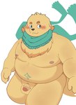 anthro balls belly big_belly black_nose blush genitals humanoid_genitalia humanoid_hands humanoid_penis kemono male moobs nipples overweight overweight_male penis scarf simple_background solo haoming lifewonders tokyo_afterschool_summoners cu_sith_(tas) canid canine canis domestic_dog mammal 2022 hi_res