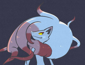 ambiguous_gender anthro black_background black_inner_ear chest_tuft dipstick_ears ear_markings facial_markings fur hair head_markings markings multicolored_ears pointy_ears pupils red_ear_tips red_hair red_pupils simple_background slit_pupils snout solo tuft white_arms white_body white_ears white_fur white_hair white_hand white_markings yellow_eyes momensarada nintendo pokemon generation_8_pokemon hisuian_form hisuian_zoroark pokemon_(species) regional_form_(pokemon) 2023 colored digital_drawing_(artwork) digital_media_(artwork) half-length_portrait hi_res portrait