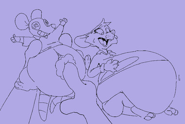 anthro belly belly_expansion big_belly button_(fastener) button_eyes clothing expansion hand_on_own_belly holding_object holding_plushie huge_belly humanoid_hands hyper hyper_belly looking_down looking_down_at_belly looking_down_at_self male open_mouth plushie shirt sitting sitting_on_ground solo topwear torn_clothing torn_shirt torn_topwear voodoo voodoo_doll saphiros kacie_kibler american_opossum mammal marsupial virginia_opossum 2026 black_and_blue digital_drawing_(artwork) digital_media_(artwork) english_description monochrome sketch