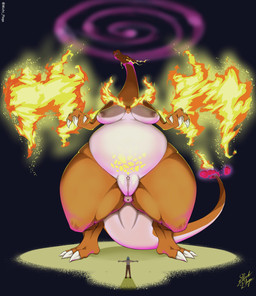 anthro anus areola breasts claws digitigrade eyelashes female fire flaming_tail flaming_wings front_view genitals long_neck macro nipples nude orange_body orange_scales pink_areola pink_nipples sagging_breasts scales solo tail tan_body tan_scales thick_thighs unusual_anatomy unusual_wings vulva white_claws wide_hips wings michi_plaga nintendo pokemon charizard dynamax_pokemon generation_1_pokemon gigantamax_pokemon pokemon_(species) absurd_res hi_res