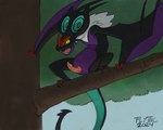 animal_genitalia claws countershade_tail countershade_torso countershading erection feral genital_slit genitals male penis plant solo tail tree flyttic nintendo pokemon generation_6_pokemon noivern pokemon_(species) 5:4