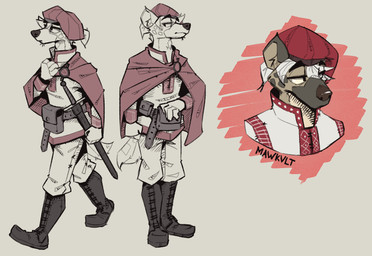 alchemist anthro belt belt_pouch boots clothing ears_up footwear hair hat headgear headwear male medieval medieval_clothing medieval_fantasy melee_weapon robe shoes solo sword tail weapon wearing_hat white_hair mawkvlt kolya_yeen_(mawkvlt) hyena mammal spotted_hyena absurd_res hi_res