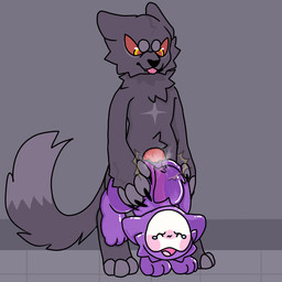 anal anal_penetration animal_genitalia anthro anthro_on_feral anthro_penetrating anthro_penetrating_feral bestiality black_body black_fur bodily_fluids cum cum_inside duo feral feral_penetrated forced fur genital_fluids genitals knot knotted_penis male male/male penetration penis purple_body rape red_eyes sex slime_pup_(kaiju_paradise) standing tail tail_motion tears tongue tongue_out young young_feral artbyitzo kaiju_paradise roblox canid canine gootraxian mammal panther_gootraxian 1:1 hi_res