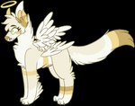 2017 alpha_channel ambiguous_gender angel canid canine canis digital_drawing_(artwork) digital_media_(artwork) digitigrade domestic_dog eyebrows eyelashes feathered_wings feathers feral flat_colors full-length_portrait fur green_eyes halo jaspering mammal multi_wing nonbinary_(lore) outline paws portrait seraphim_(jaspering) simple_background snout solo tail tan_body tan_fur tan_nose transparent_background whisker_spots white_body white_feathers white_fur white_wings wings yellow_outline