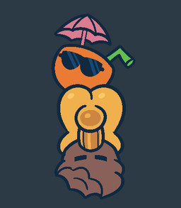 balls brown_body butt drinking_straw duo eyewear food fruit genitals irrumatio male male/male muffin oral orange_(fruit) orange_body orange_penis penile penis penis_in_mouth plant sex sunglasses throat_swabbing umbrella gemsum muffin_(gemsum) orange_(gemsum) food_creature humanoid 2026 animated loop low_res seamless_loop