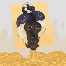 animal_genitalia animal_penis anthro anus balls big_balls big_breasts big_butt big_penis black_body bodily_fluids breasts butt colored_cum cum cum_flooding cum_from_penis cumshot ejaculation equine_genitalia equine_penis erection excessive_cum excessive_genital_fluids fur genital_fluids genitals gynomorph hair hooves huge_balls huge_breasts huge_butt huge_penis hyper hyper_balls hyper_butt hyper_cum hyper_genitalia hyper_penis intersex intersex_anthro looking_back musk musky_balls musky_penis nude penis rear_view simple_background smile solid_cum solo sweat sweatdrop sweaty_butt tail thick_thighs unusual_bodily_fluids unusual_cum unusual_genital_fluids unusually_thick_cum wide_hips yellow_cum sl33py_demon reinette bovid caprine mammal sheep 1:1 absurd_res digital_media_(artwork) hi_res