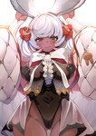 accessory amber_eyes big_breasts blush bow_ribbon breasts clothing dark_body dark_skin dress female hair hair_accessory huge_breasts leotard long_ears mouth_closed short_hair simple_background smile solo tan_body tan_skin white_hair kajimakoto_(artist) cygames granblue_fantasy makura_(granblue_fantasy) animal_humanoid erune humanoid lagomorph lagomorph_humanoid leporid leporid_humanoid mammal mammal_humanoid rabbit rabbit_humanoid hi_res