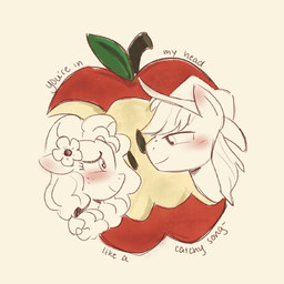 apple apple_core blush canon_couple closed_smile clothing cowboy_hat curly_mane duo eye_contact eyelashes female female_feral feral flower flower_on_head food freckled_face freckles fruit hat headgear headwear light long_mane looking_at_another love lyrics male male/female male_feral medium_mane mouth_closed plant simple_background smile smiling_at_another smiling_at_each_other text white_background white_clothing white_eyes white_flower white_hat white_headwear gustygardns apple_trend friendship_is_magic hasbro my_little_pony bright_mac_(mlp) pear_butter_(mlp) earth_pony equid equine horse mammal pony 1:1 2025 colored digital_drawing_(artwork) digital_media_(artwork) english_description english_text hi_res lighting meme shaded