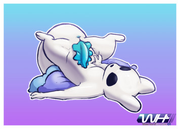 animal_genitalia animal_penis anus black_eyes black_nose blue_background blue_penis border erection frilly_penis genital_slit genitals gradient gradient_background lying lying_on_pillow male on_back penis perineum pillow purple_background simple_background slug_penis white_body white_border warlordhunter01 rain_world videocult slugcat