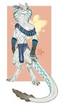 anthro blue_bottomwear blue_clothing blue_eyes blue_loincloth blue_markings bottomwear clothing front_view loincloth male markings mouth_closed narrowed_eyes no_sclera simple_background solo standing white_body riorix reptile scalie snake 2018 dated hi_res signature