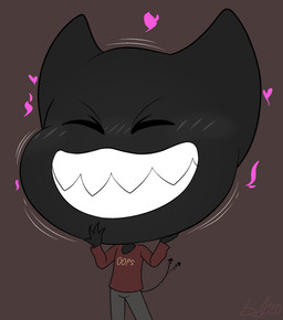 4_fingers after_transformation big_head black_body blush blush_lines bottomwear clothed clothed_male clothing eyebrows fingers fully_clothed fully_clothed_male grey_bottomwear grey_clothing head_inflation heart_symbol huge_head hyper hyper_head hyper_inflation inflation long_sleeve_shirt magic_inflation male maroon_shirt sharp_teeth simple_background smile solo tail teeth text bxnusducks pai_(bxnusducks) demon 2020 digital_media_(artwork) hi_res portrait three-quarter_portrait