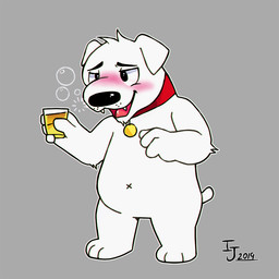anthro bubble drunk drunk_bubble male simple_background solo substance_intoxication ijpalette-color family_guy brian_griffin canid canine canis domestic_dog mammal 1:1 2020